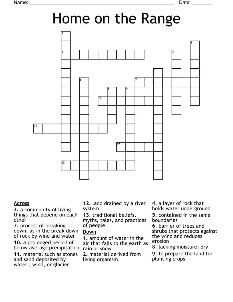 Home on the Range Crossword