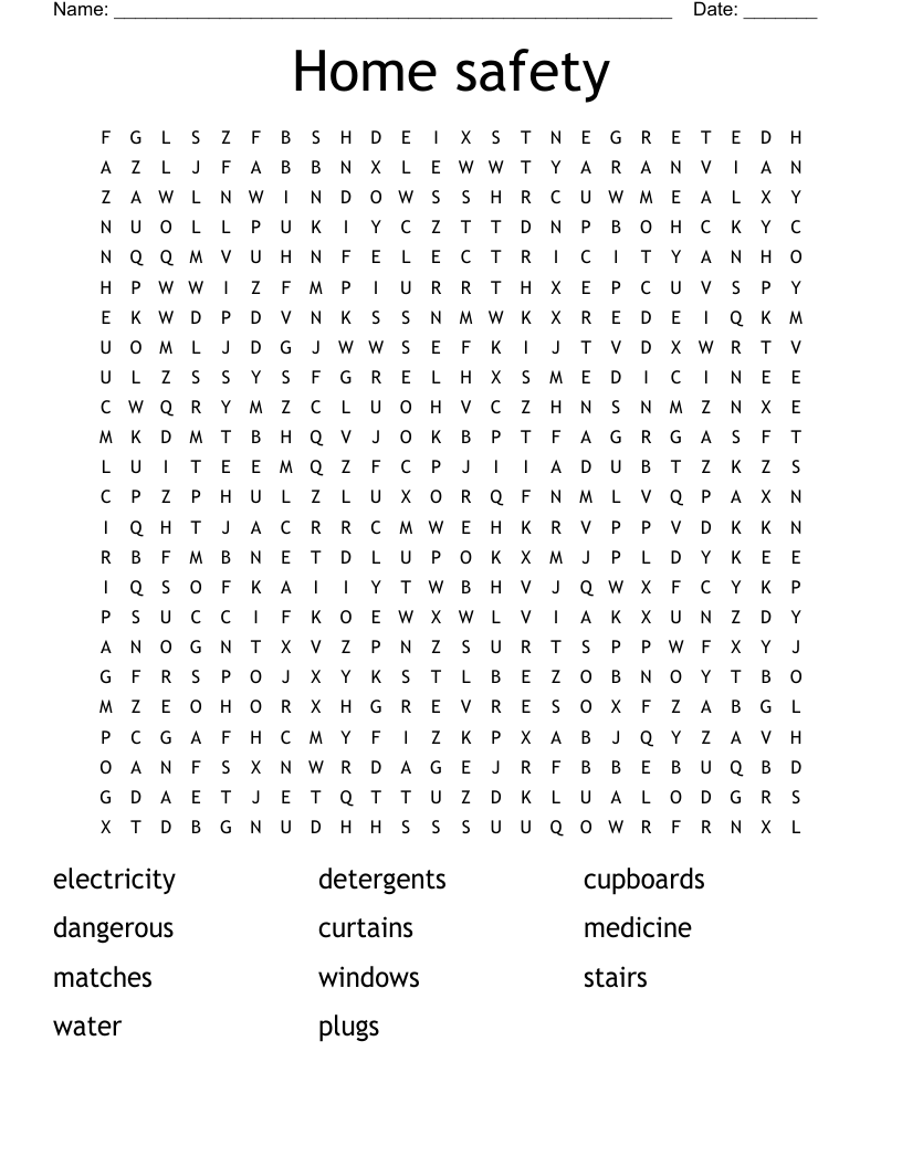 Home safety Word Search