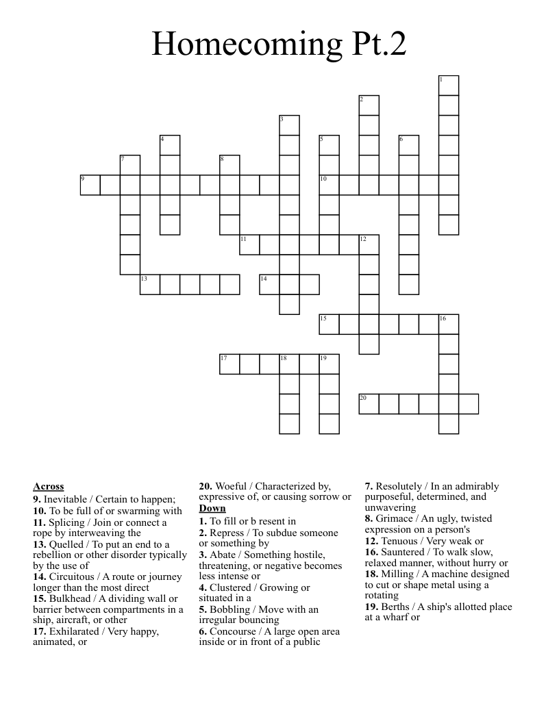 Homecoming Pt.2 Crossword
