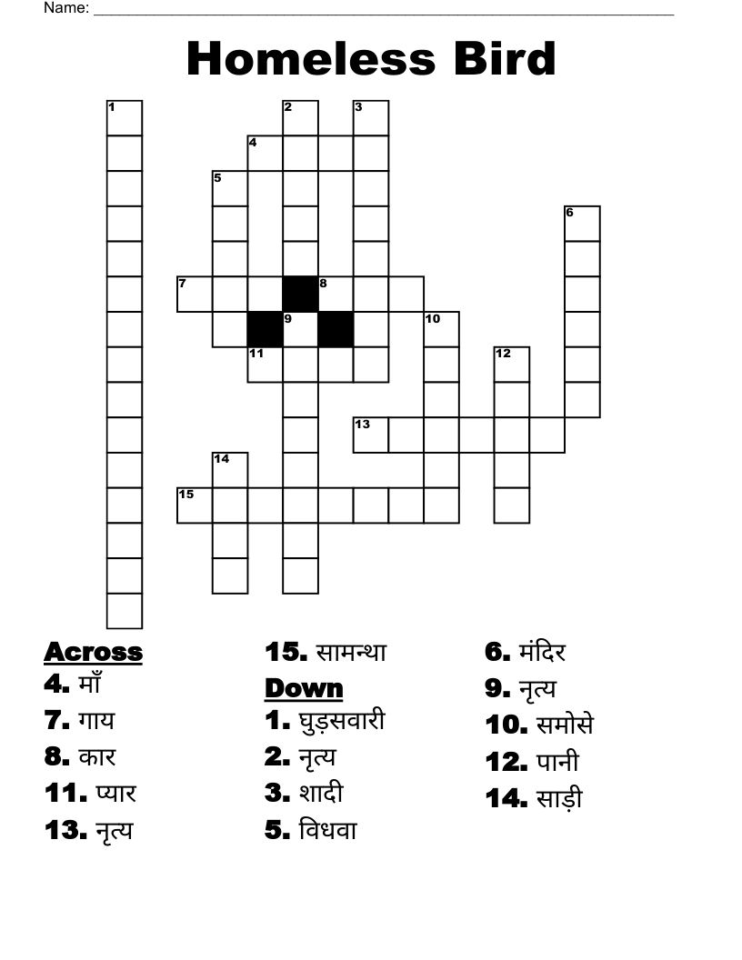 Homeless Bird Crossword