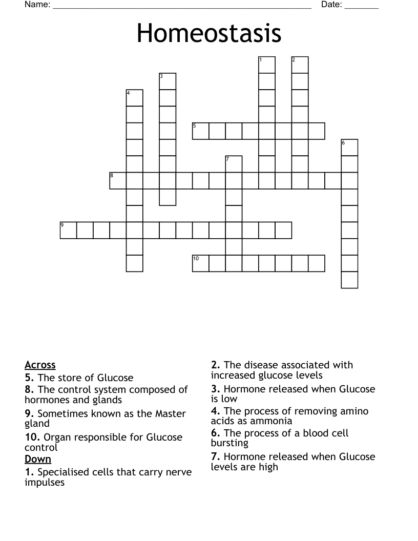 Homeostasis Crossword