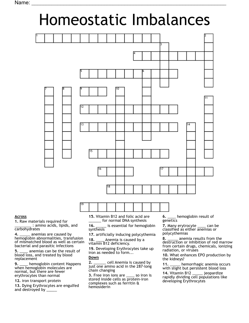 Homeostatic Imbalances Crossword