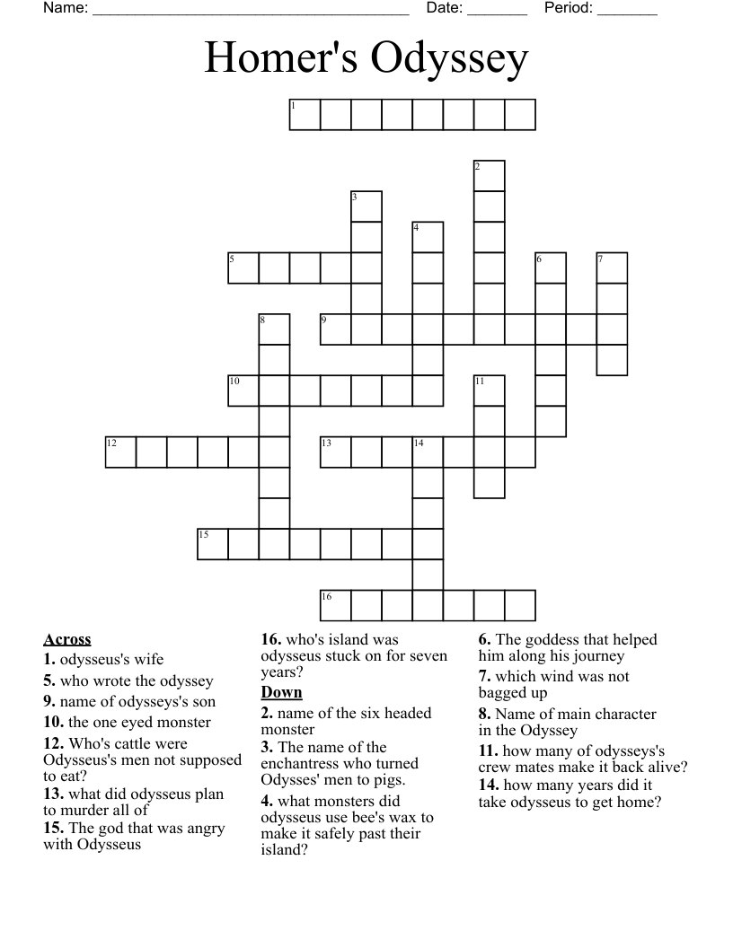 Homer's Odyssey Crossword