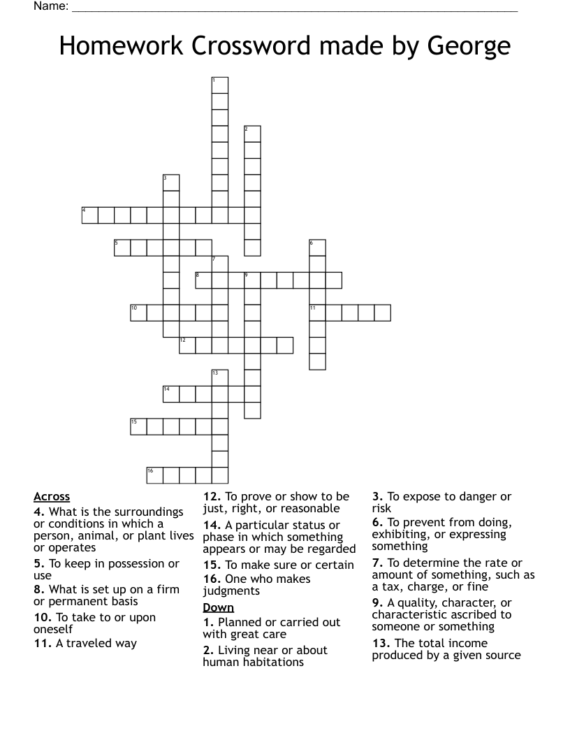 Homework Crossword made by George