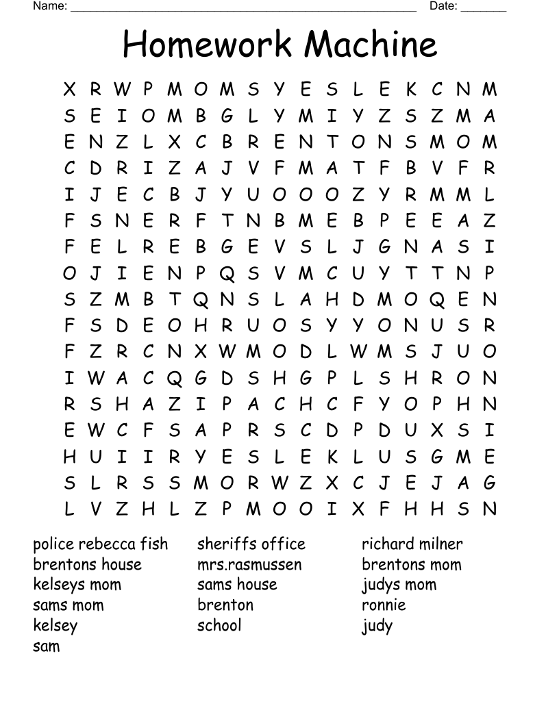 Homework Machine Word Search