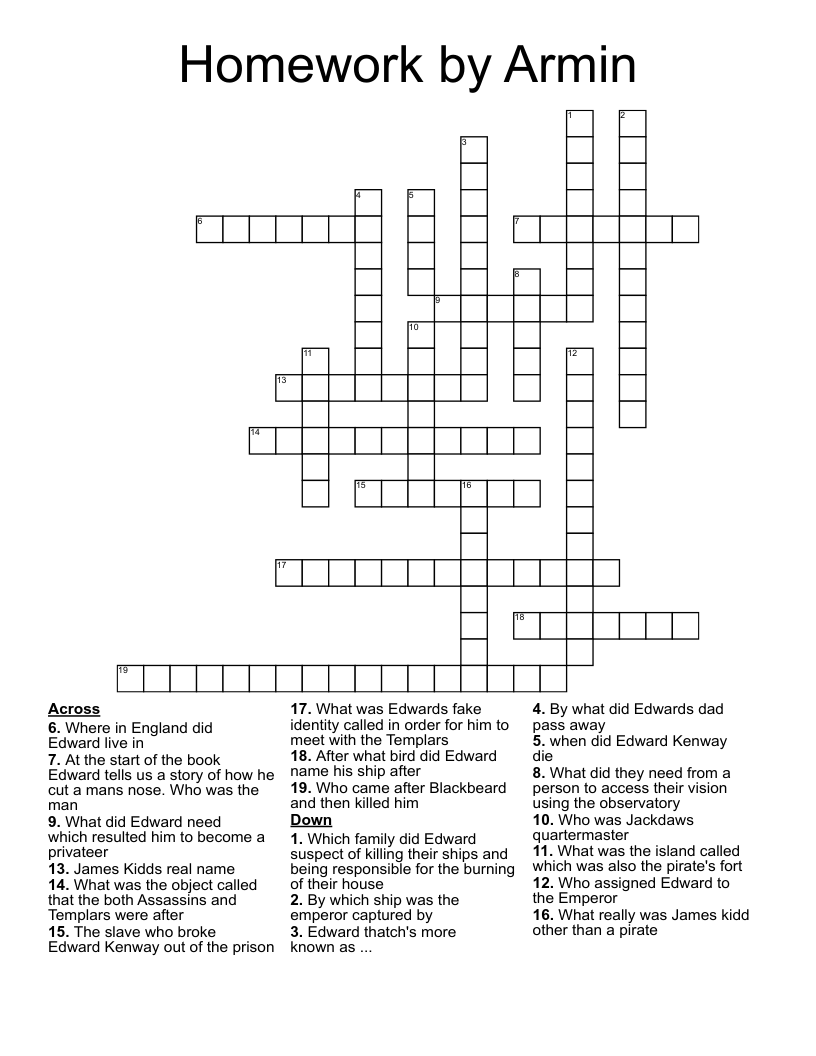 Homework by Armin Crossword