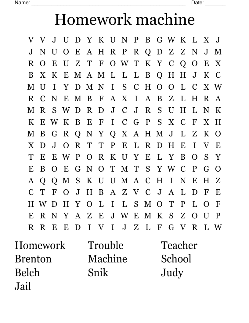 Homework machine Word Search