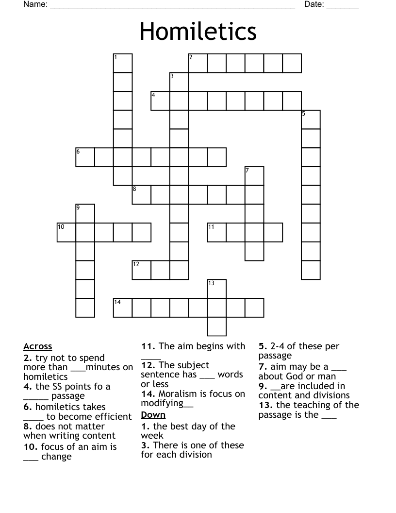 Homiletics Crossword