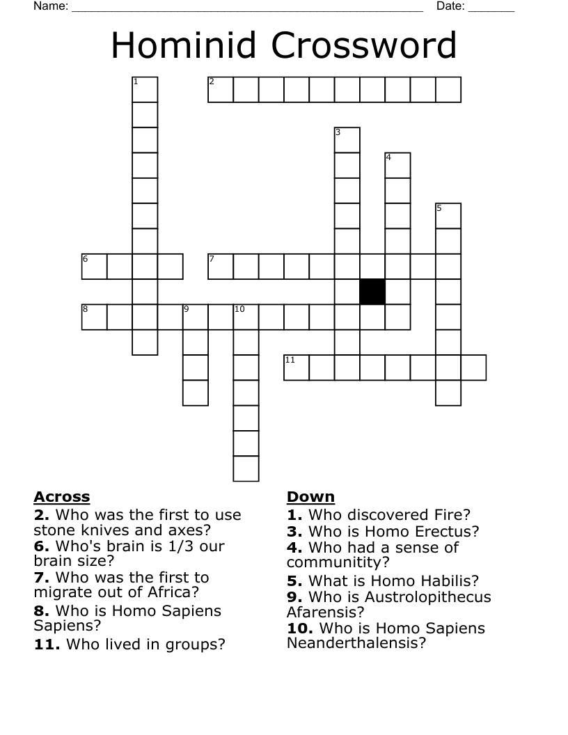 Hominid Crossword