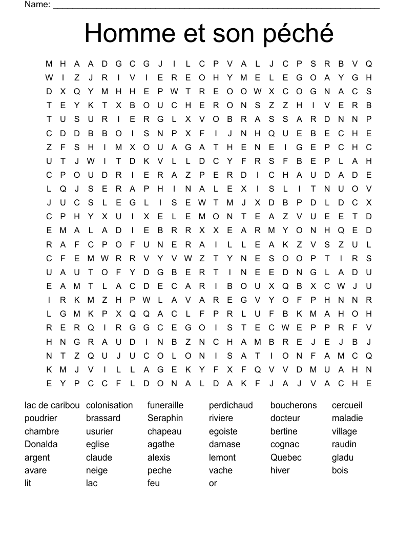 Homme et son péché Word Search