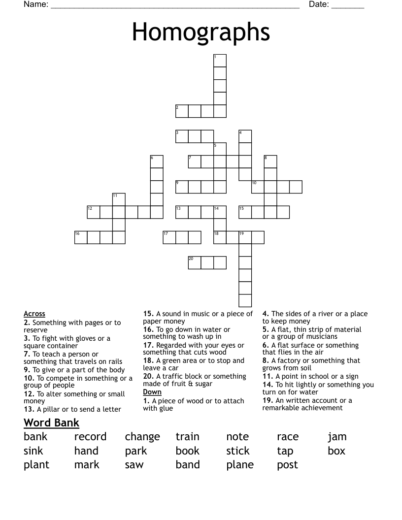 Homographs Crossword
