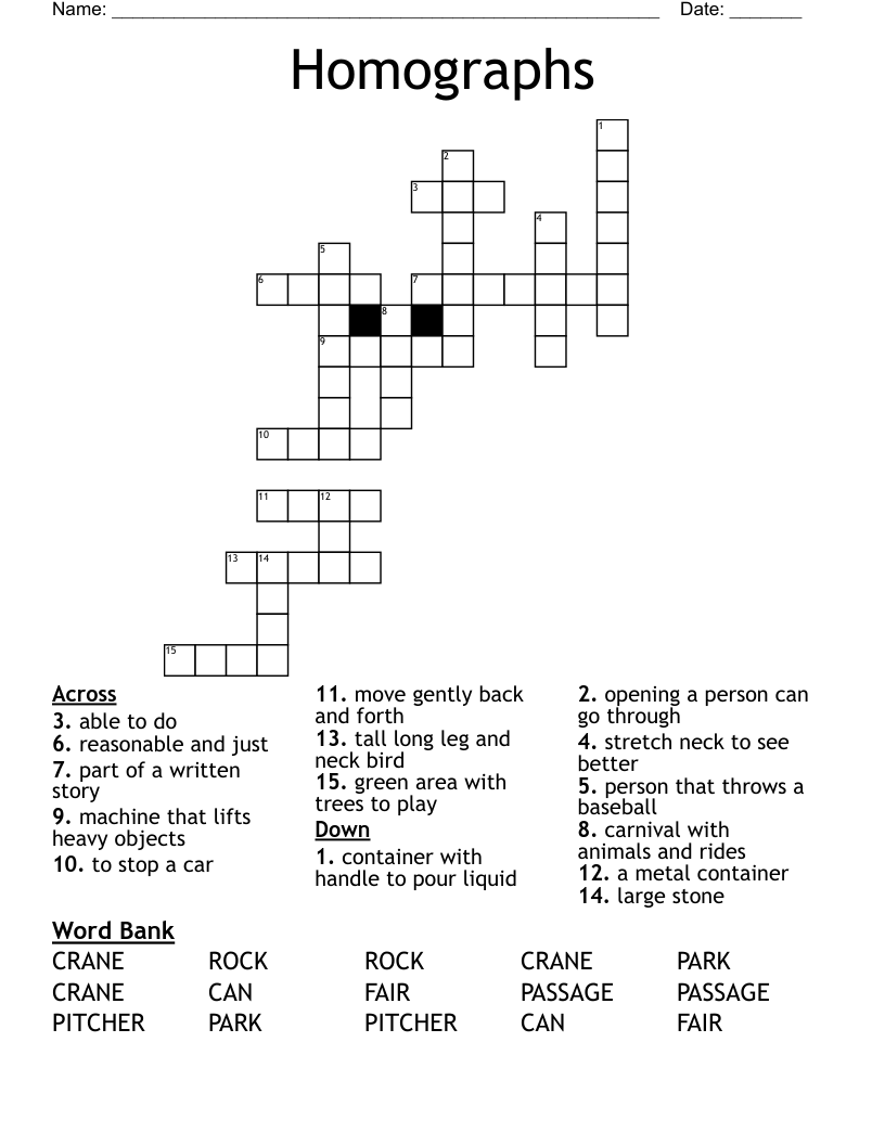 Homographs Crossword