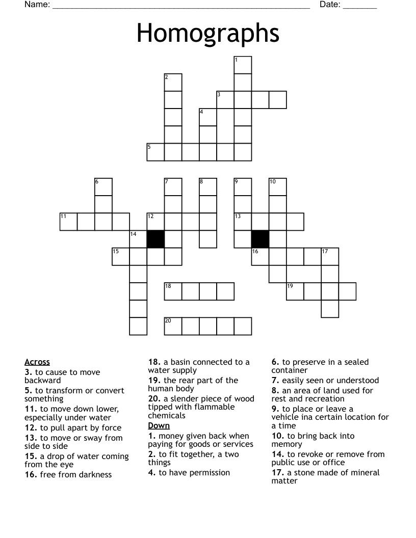 Homographs Crossword