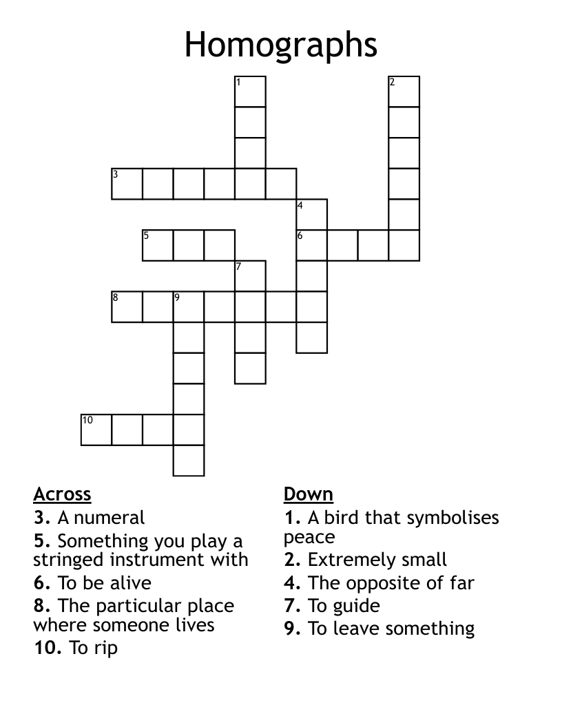 Homographs Crossword