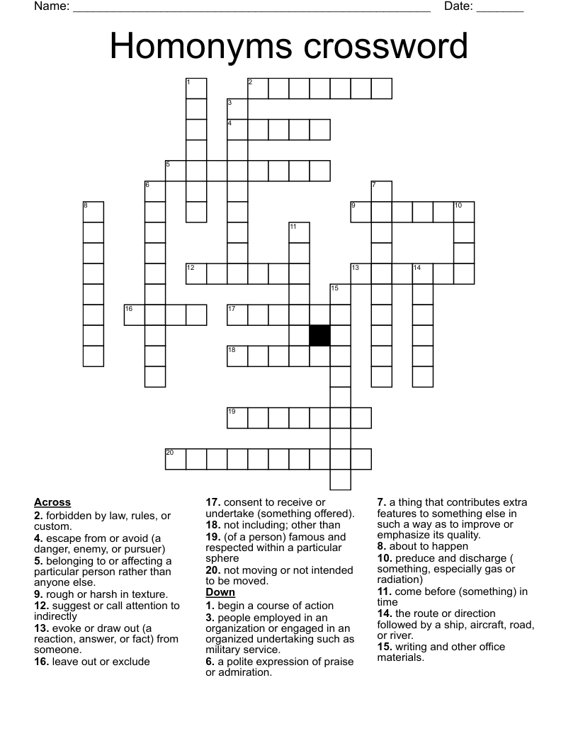 Homonyms crossword