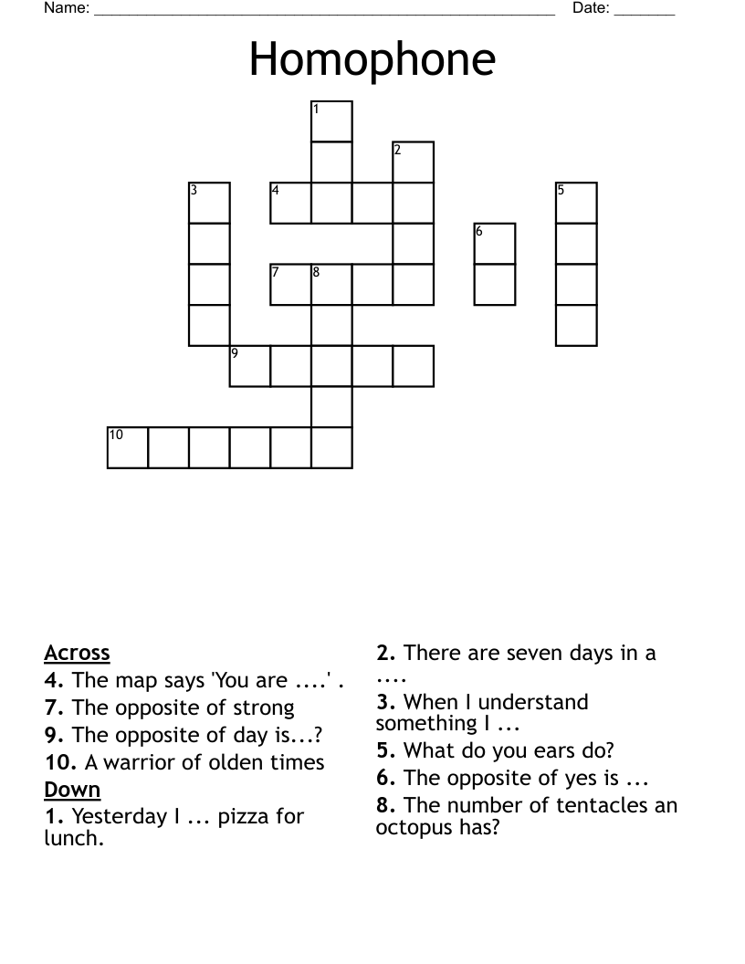 Homophone Crossword