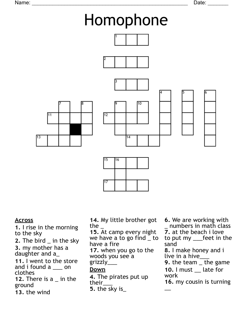 Homophone Crossword
