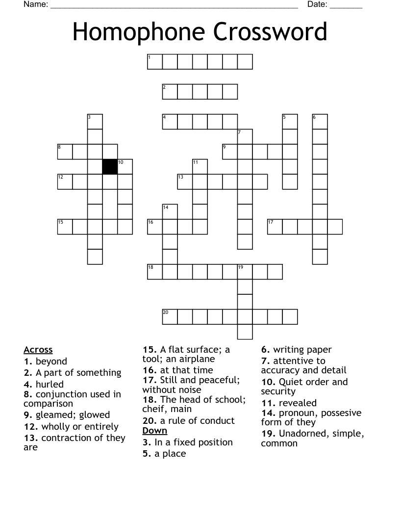Homophone Crossword