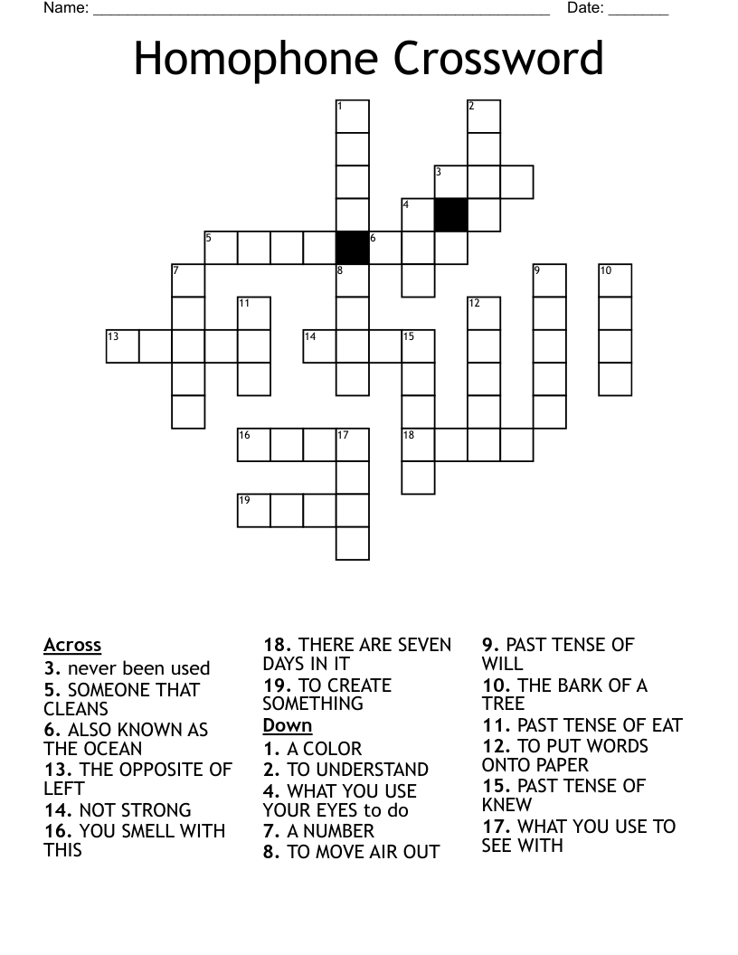 Homophone Crossword