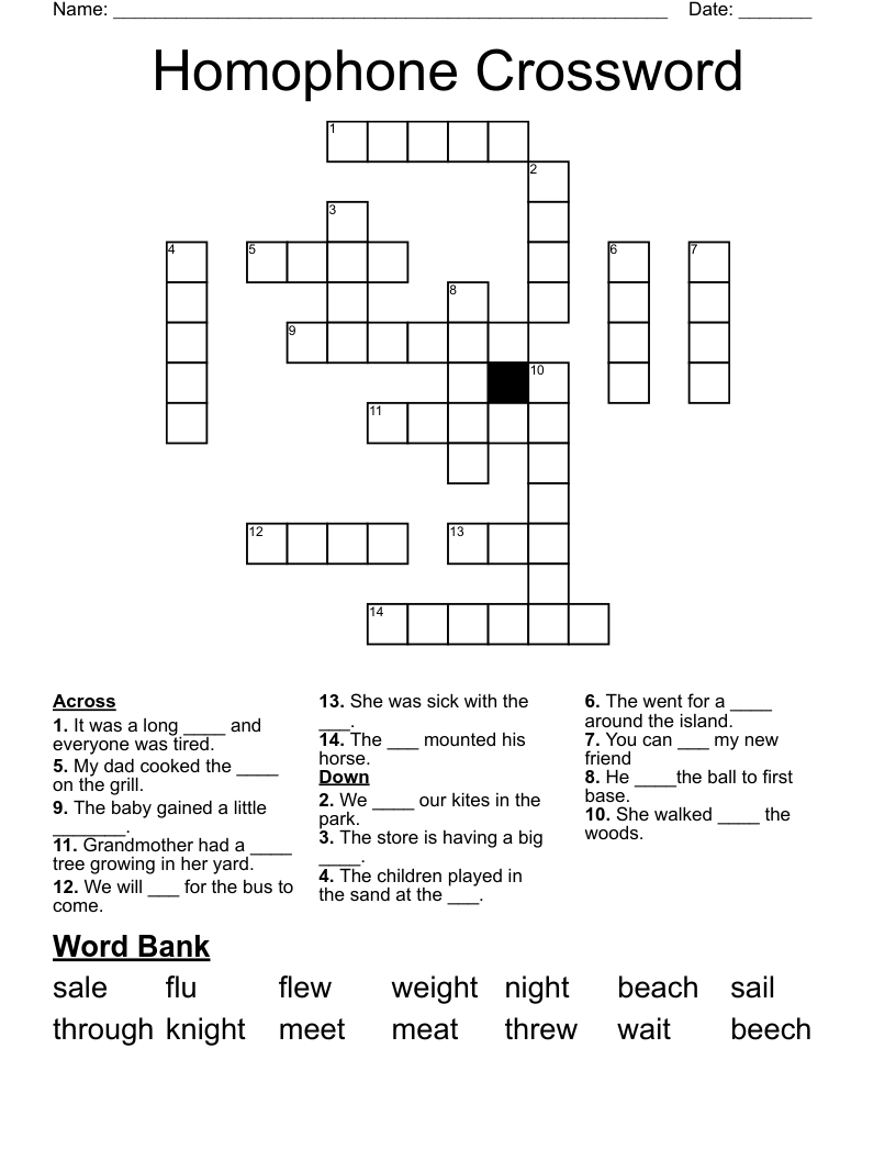 Homophone Crossword