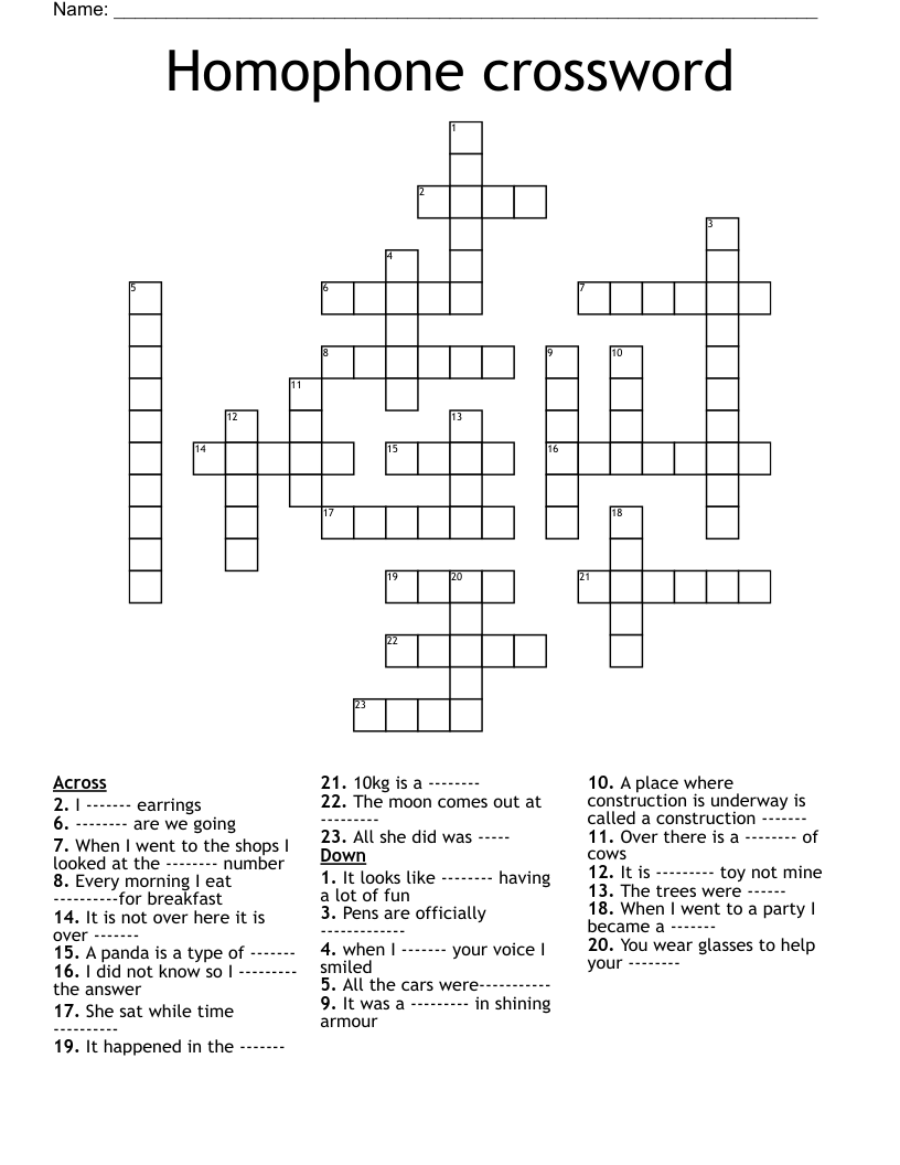Homophone crossword  