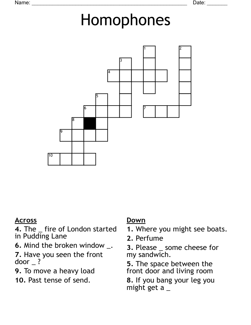 Homophones Crossword