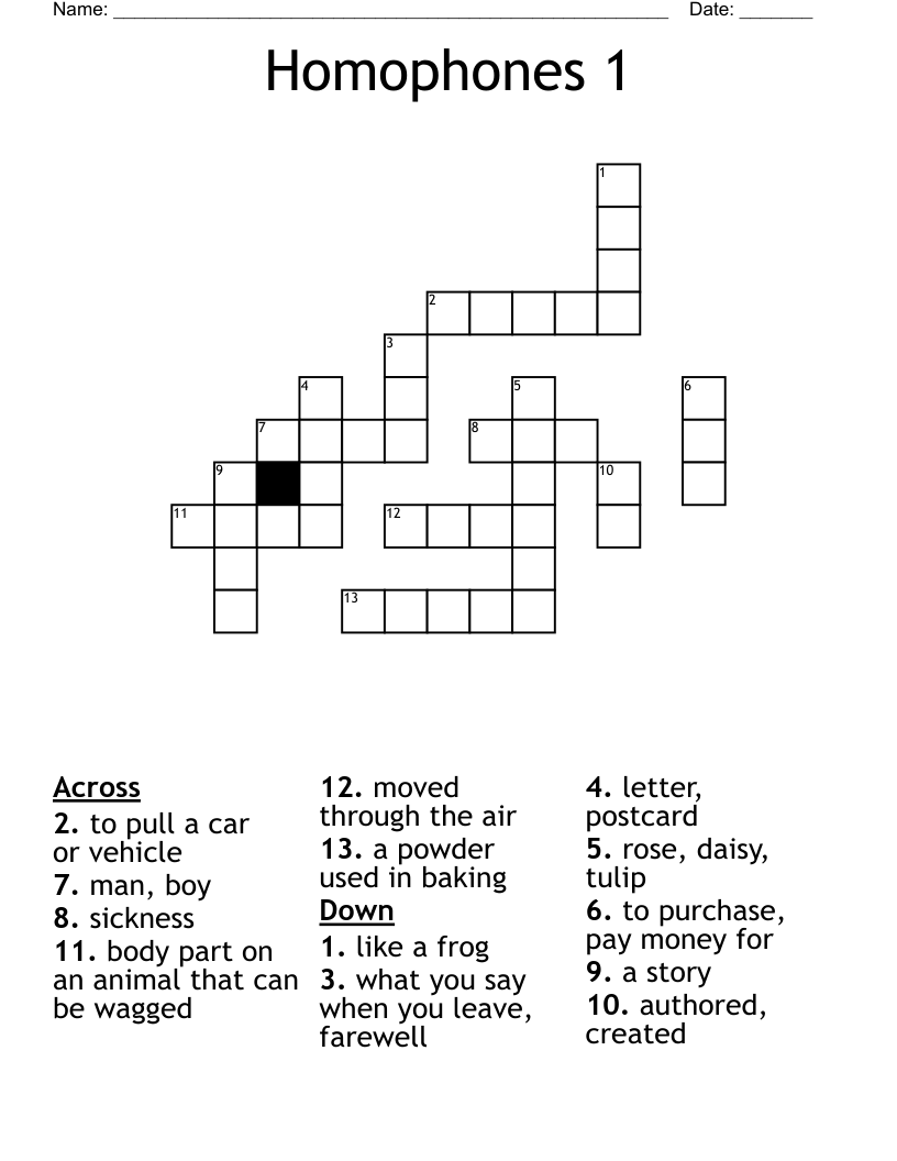 Homophones 1 Crossword