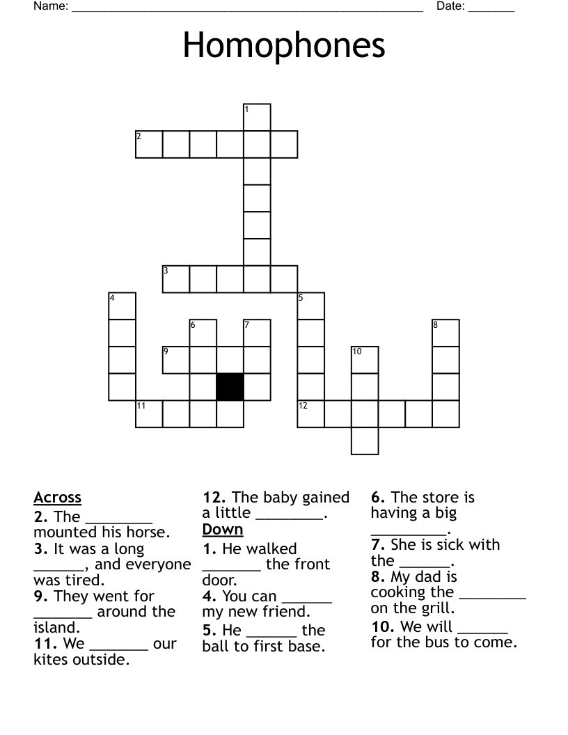 Homophones Crossword