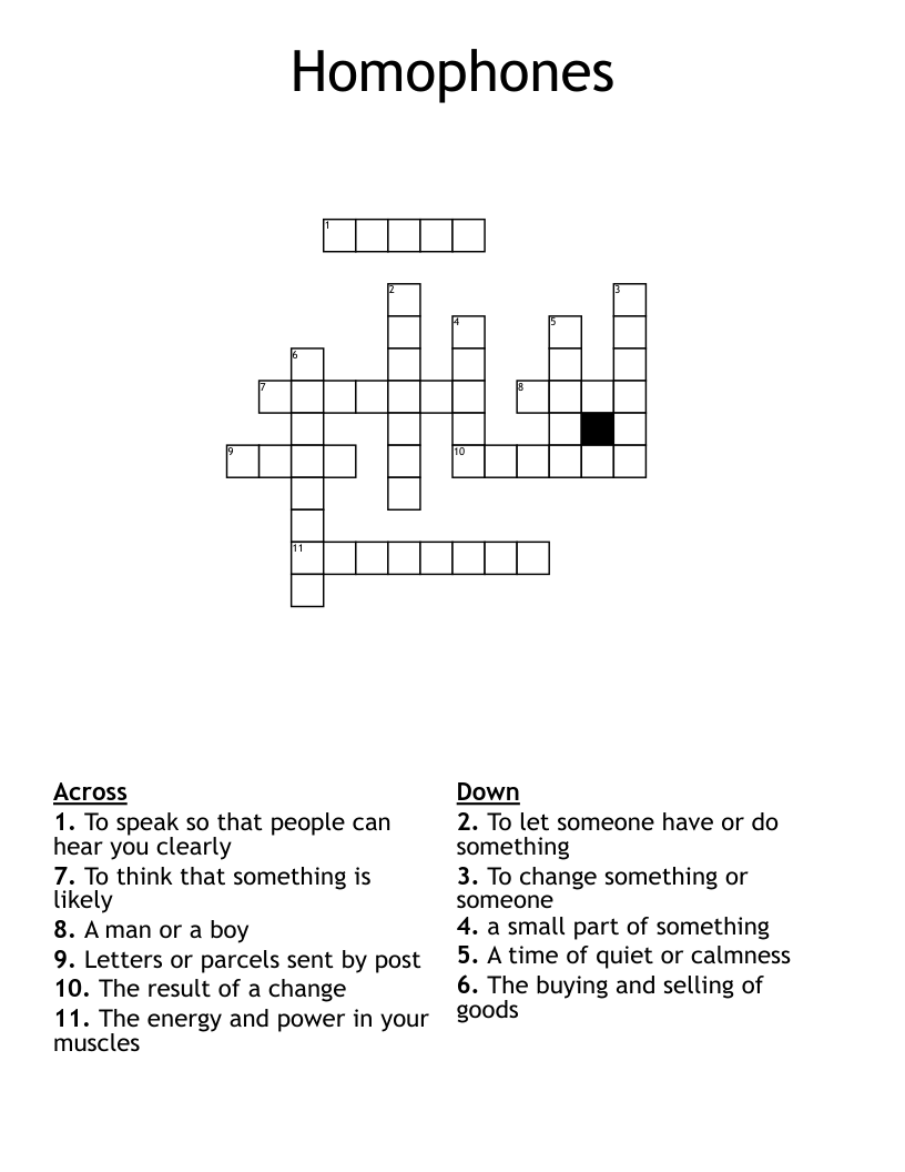 Homophones Crossword