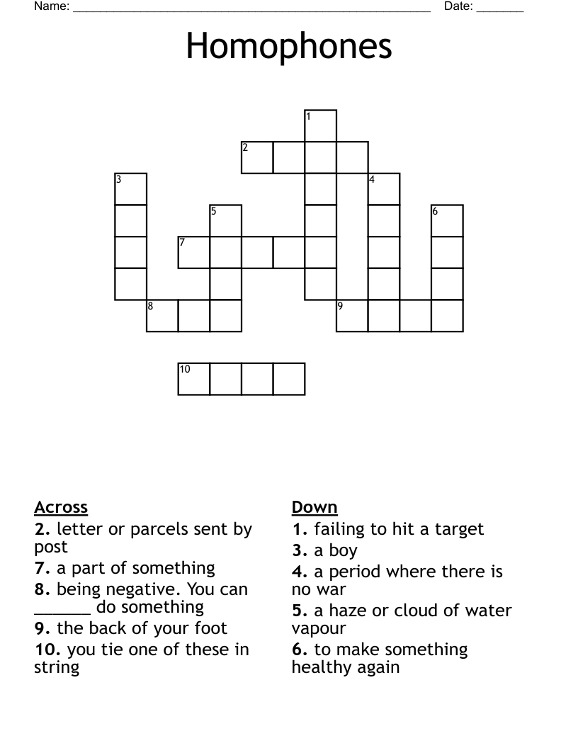 Homophones Crossword