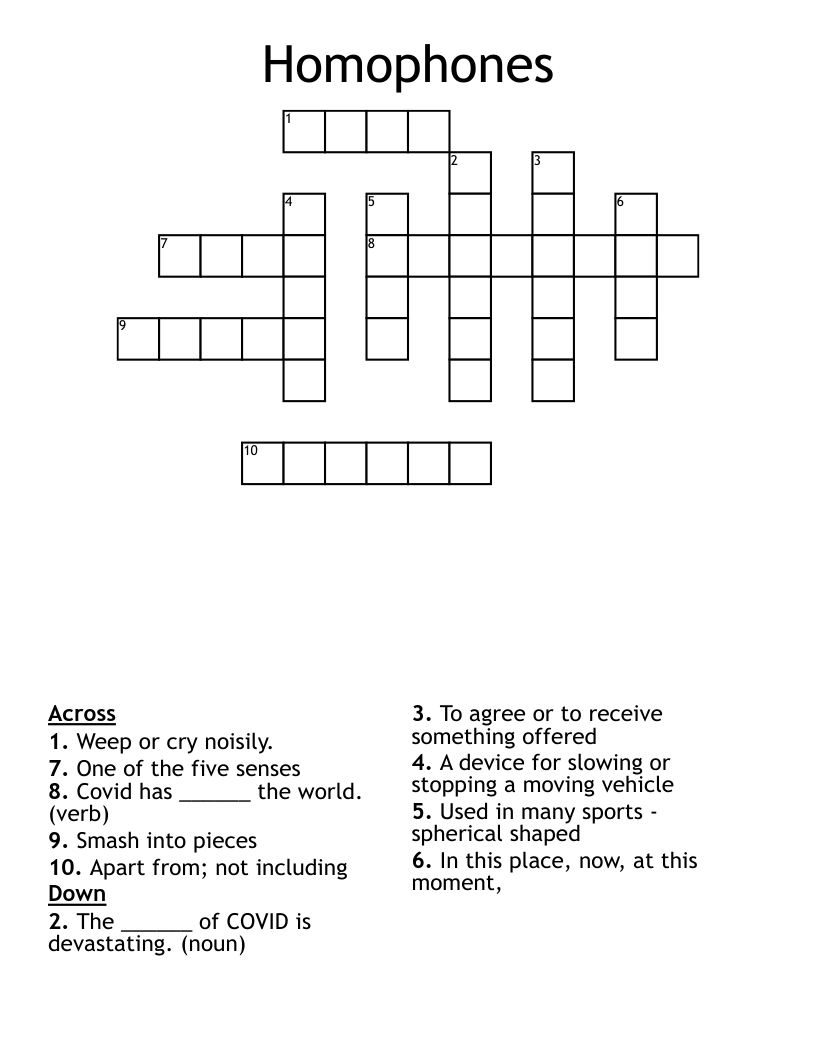 Homophones Crossword