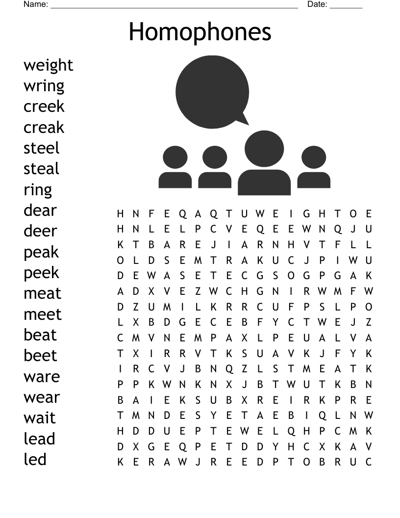 Homophones Word Search