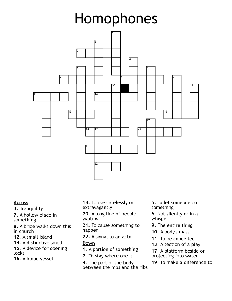 Homophones Crossword