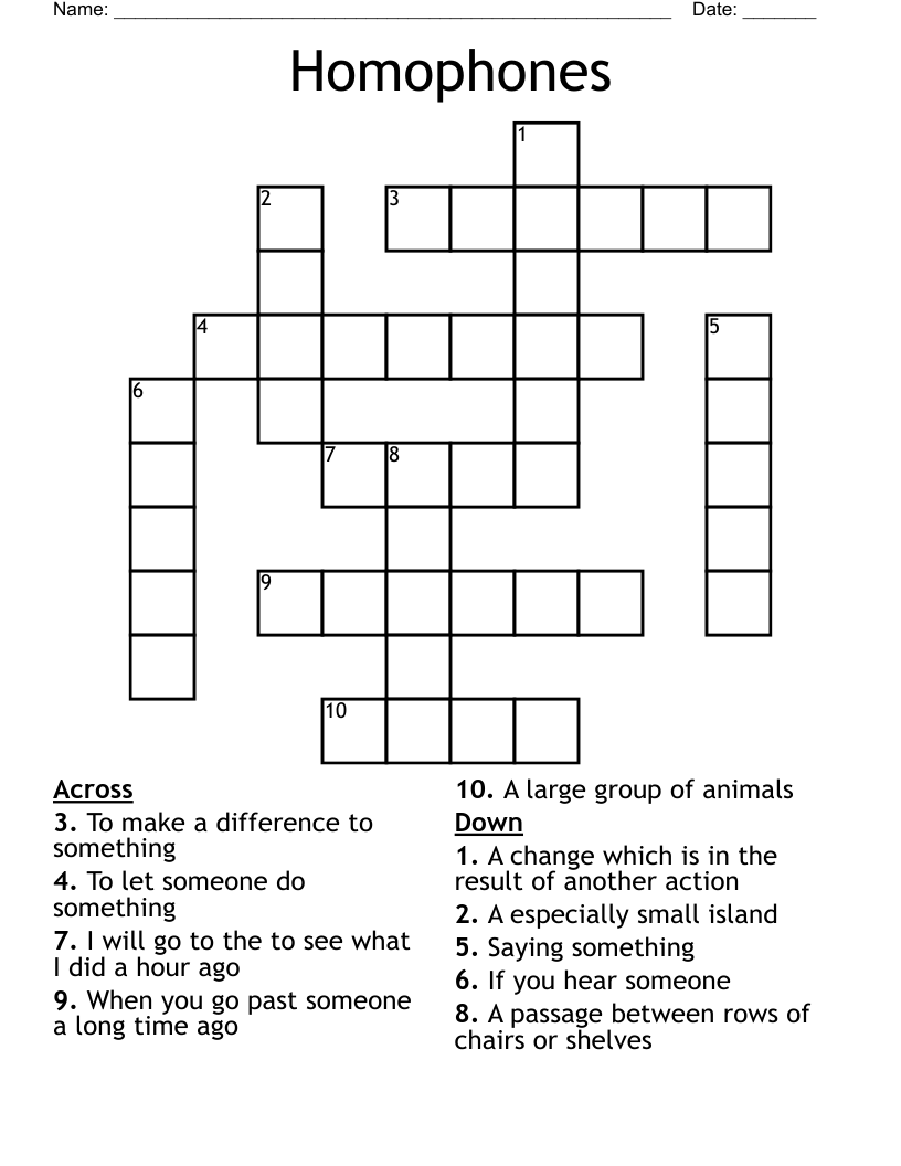 Homophones Crossword
