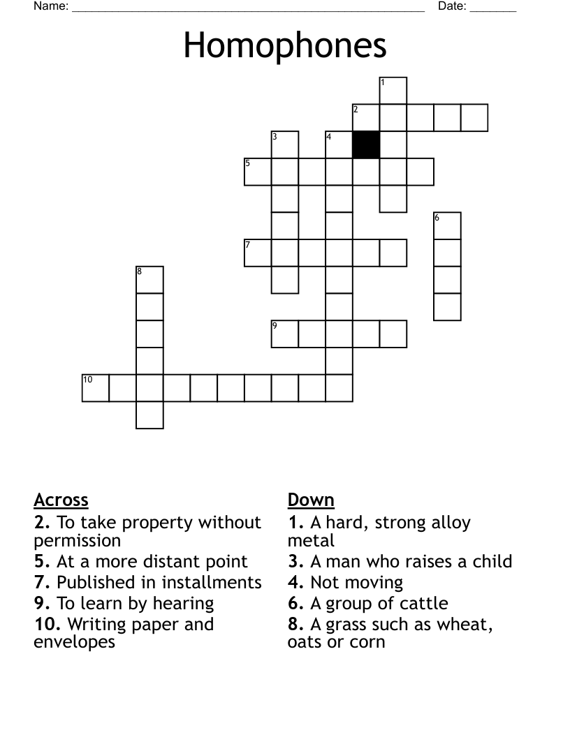 Homophones Crossword