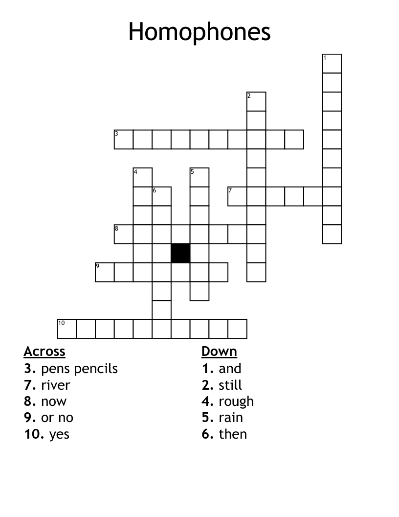 Homophones Crossword