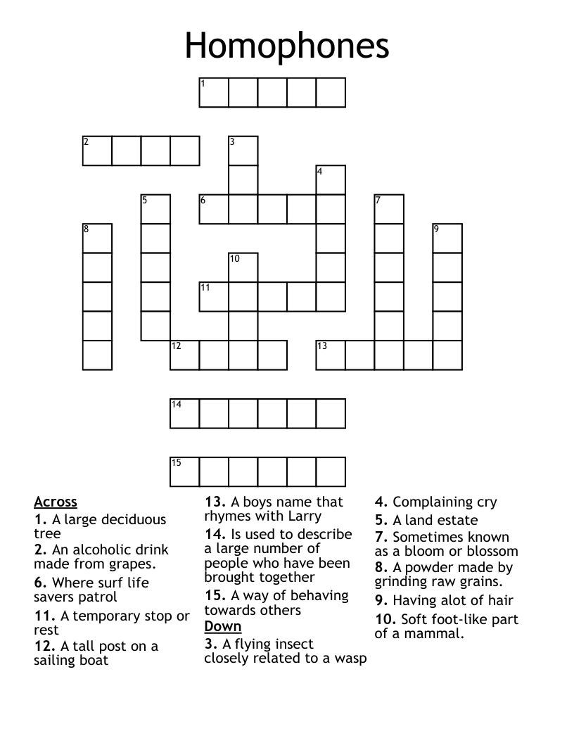 Homophones Crossword