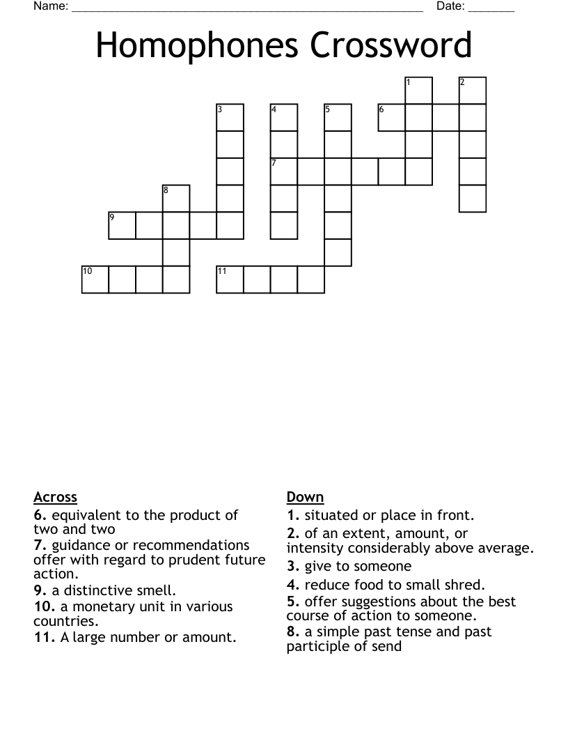 Homophones Crossword