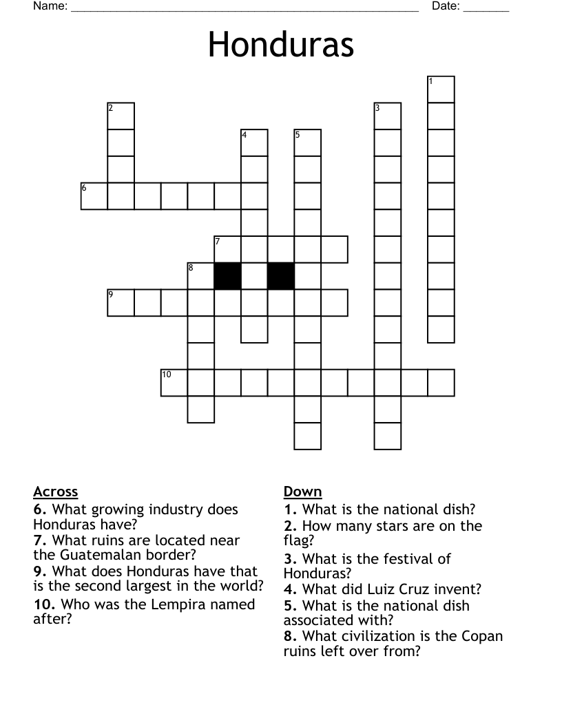 Honduras Crossword