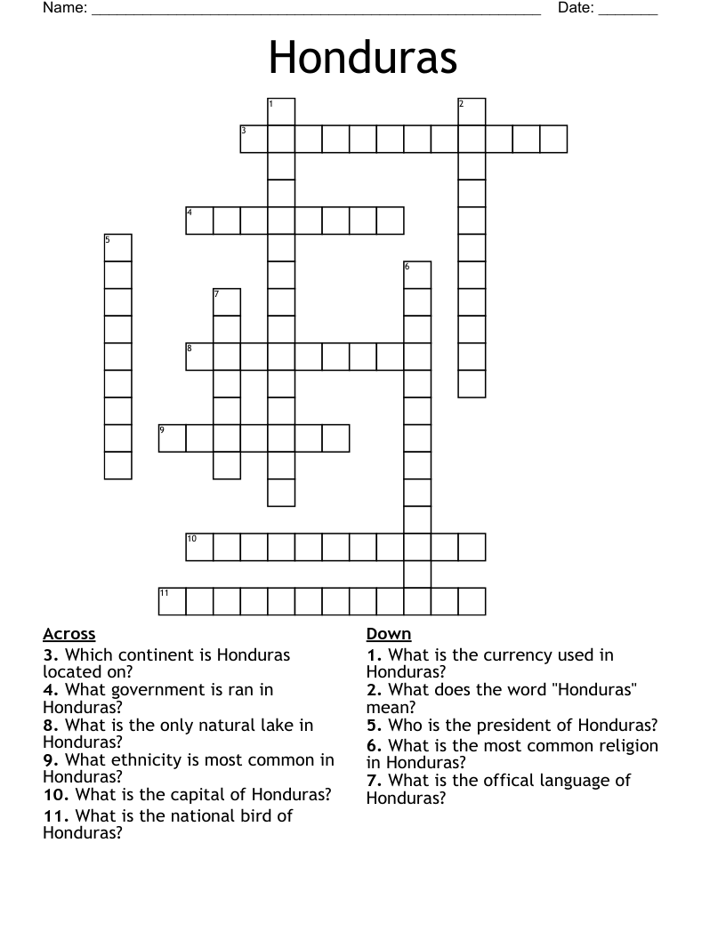 Honduras Crossword
