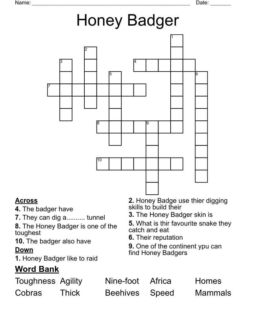 Honey Badger  Crossword