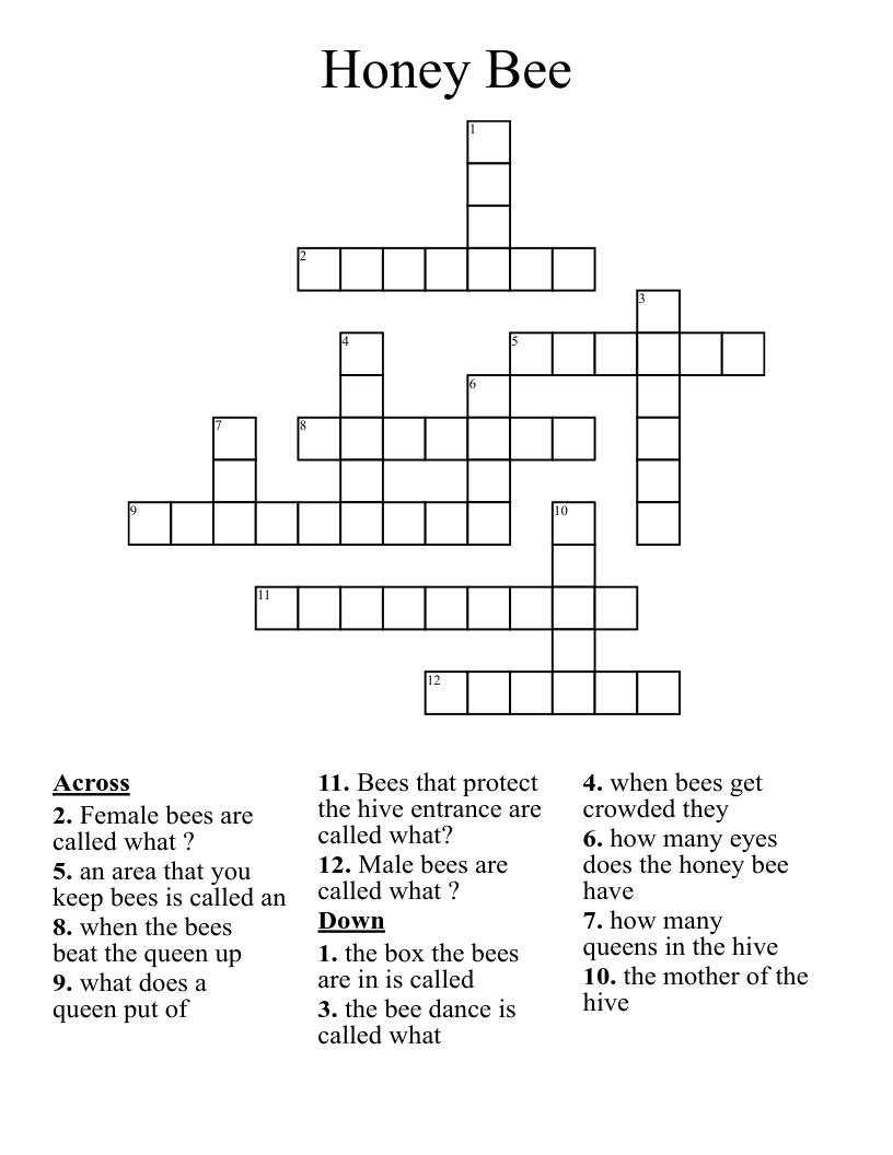 Honey Bee Crossword