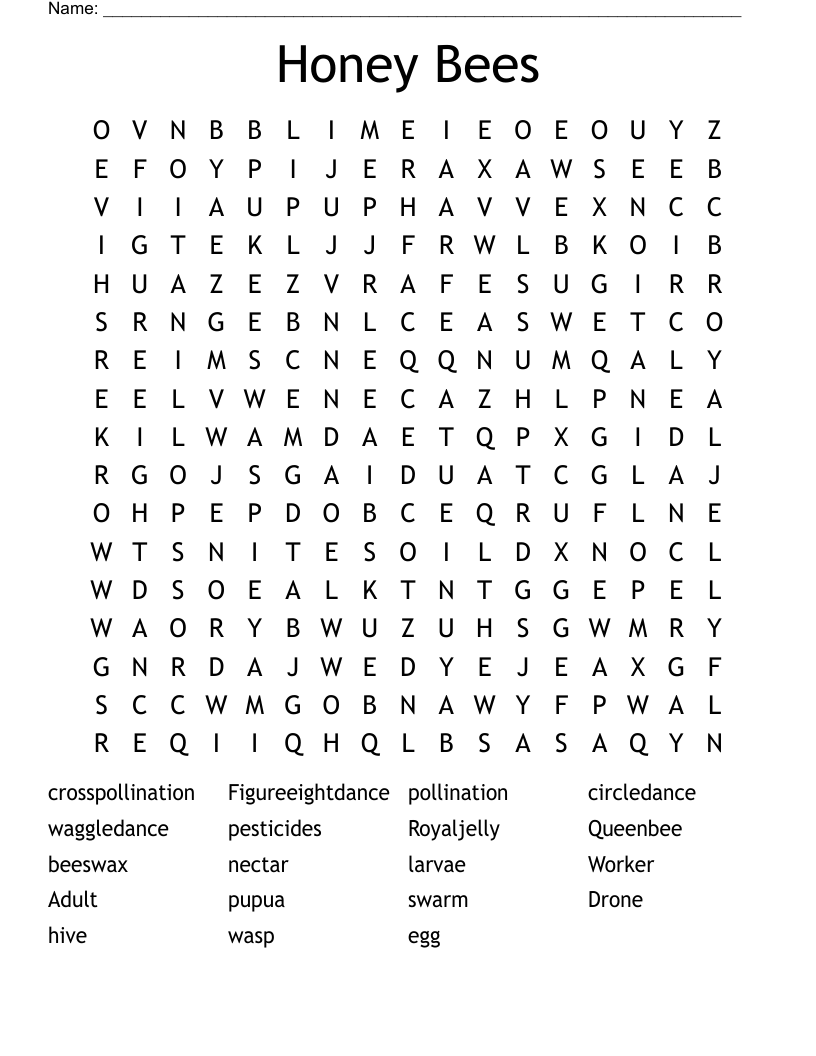 Honey Bees Word Search