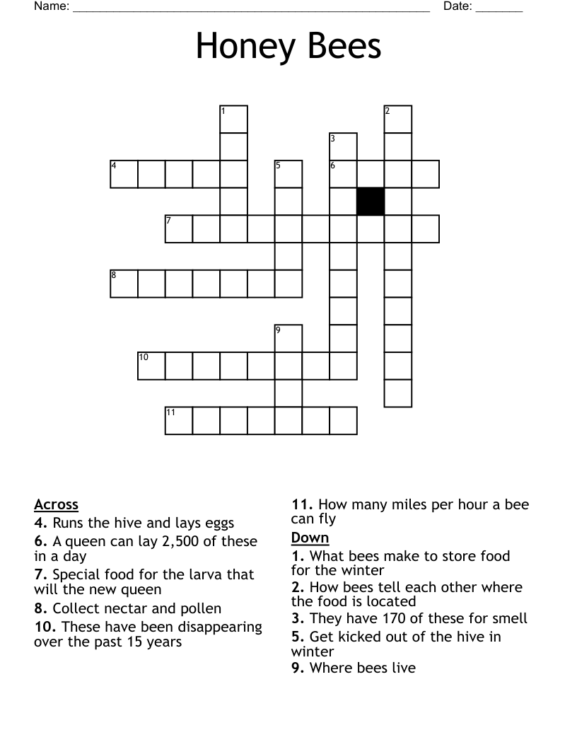 Honey Bees Crossword