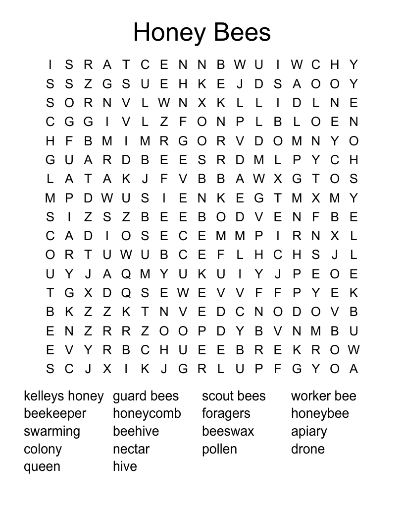 Honey Bees Word Search