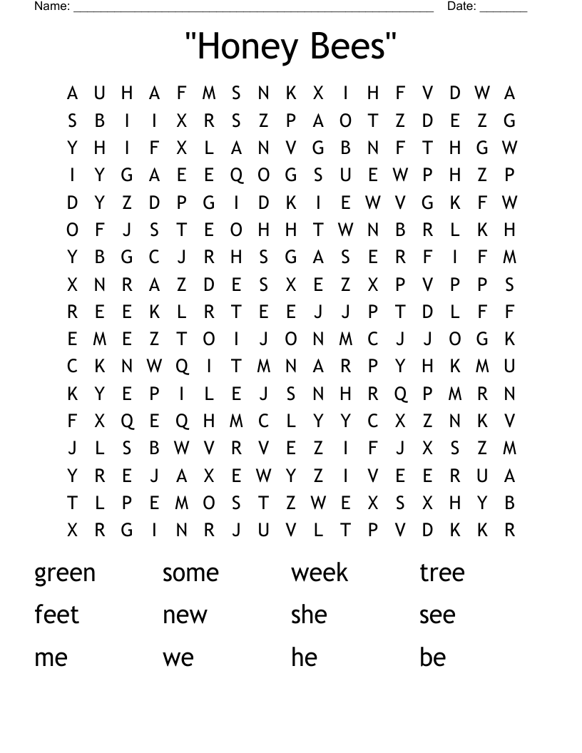 "Honey Bees" Word Search