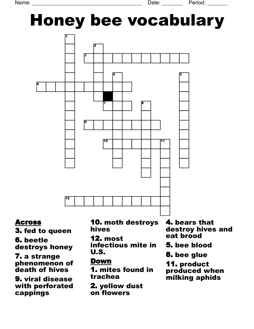 Honey bee vocabulary Crossword