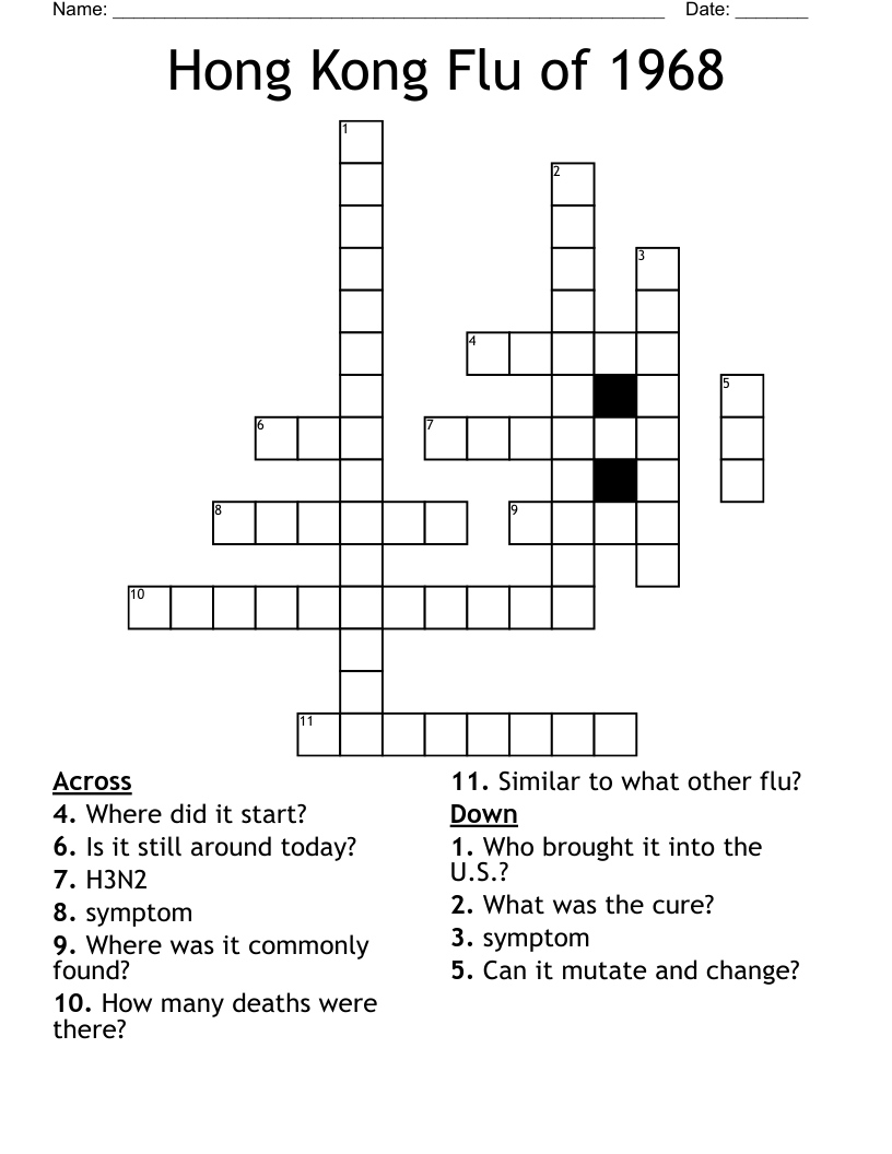 Hong Kong Flu of 1968 Crossword