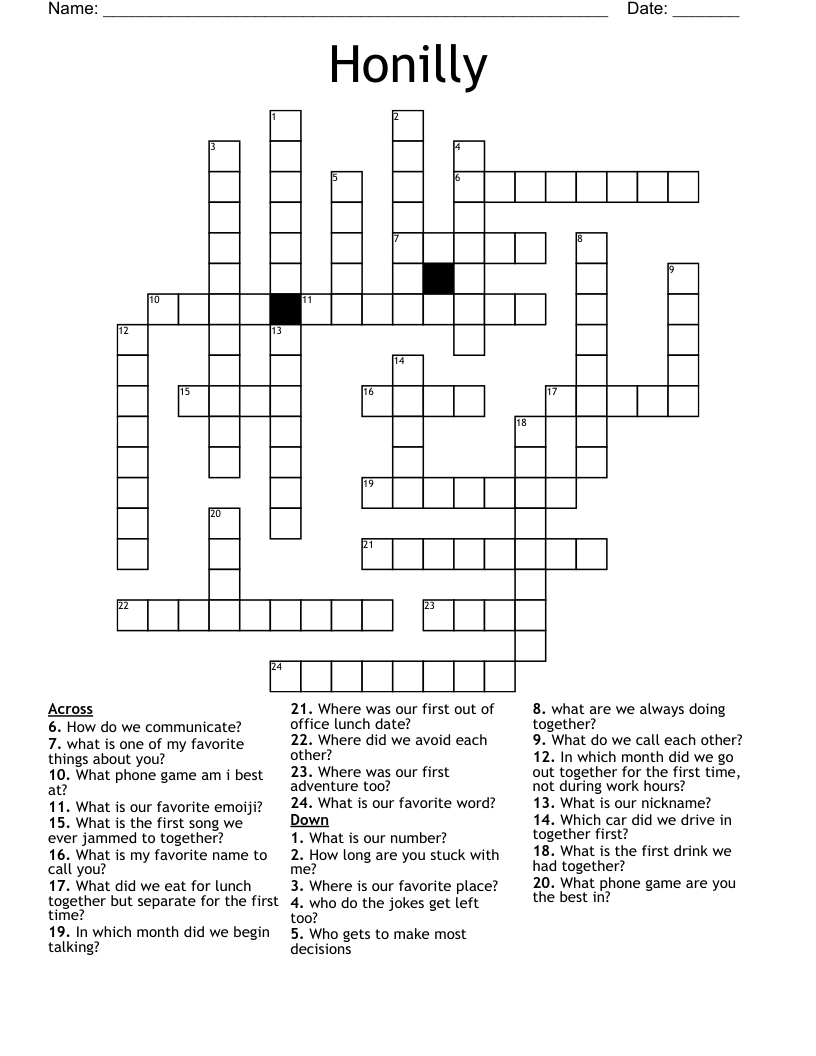 Honilly Crossword