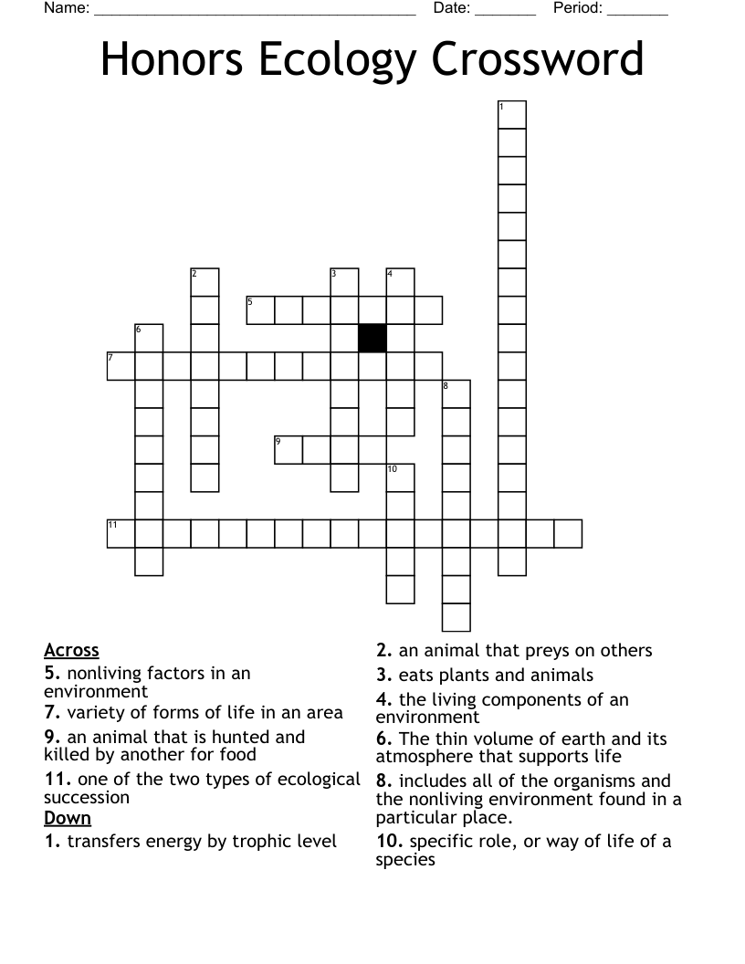 Honors Ecology Crossword